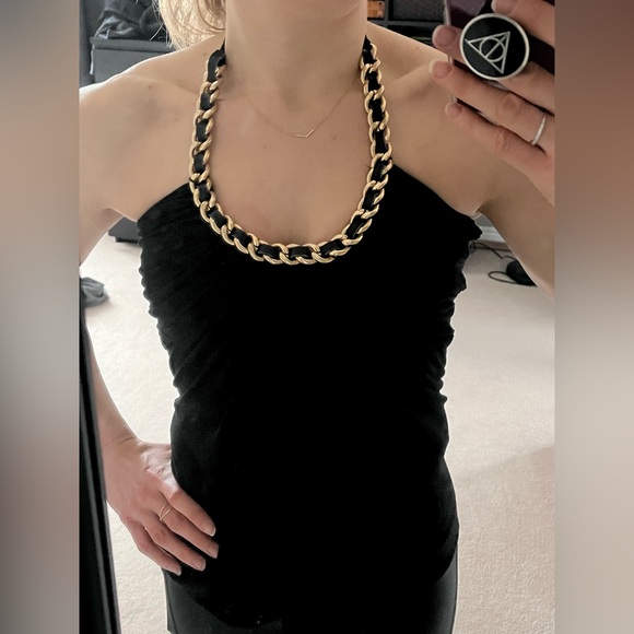Stunning Anthropologie black and gold halter top - Picture 2 of 5